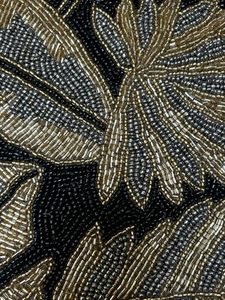 Embroidered leaf Pattern <b>Table</b> <b>Runner</b> Bohemian Style Black Gold Home Decor Washable - Product Image 4