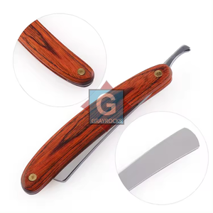 Navaja de Afeitar de Acero Inoxidable OEM con Mango de Madera para Barbería y Peluquería - Product Image 2
