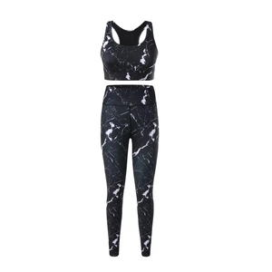 Ensemble de leggings de yoga pour femmes, soutien-gorge de sport uni à taille élastique et pantalon d'entraînement taille haute, tenue de sport - Product Image 1