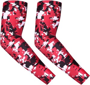 Manchons de cyclisme unisexes pour adultes, imprimés par sublimation, camouflage numérique rouge, noir et blanc, protection anti-UV, pour sports de plein air - Product Image 1