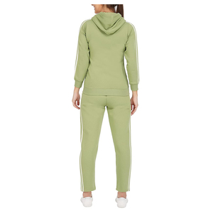 Ensemble de survêtement 2 pièces pour femme de haute qualité, vert, avec sweat à capuche zippé et pantalon de jogging long, tenue de sport pour la gym, ODM OEM - Product Image 4