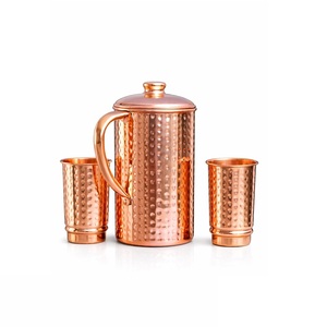 Carafe à eau artisanale en cuivre avec finition martelée et couvercle, style vintage, grande capacité, vaisselle pour la maison - Product Image 6