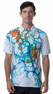 Chemises polo sublimées OEM pour hommes, chemises polo boutonnées d'été imprimées, 100% polyester, chemises polo de golf sublimées pour hommes - Product Image 5