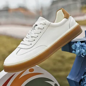 Chaussures en cuir véritable noir et blanc pour hommes, baskets décontractées, baskets cool pour jeunes, chaussures de skateboard polyvalentes pour hommes, Tenis Masculino - Product Image 3