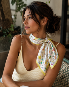 Foulard carré en soie pour femme, style américain et européen, respirant, à motif imprimé numérique, réversible, toutes saisons, accessoire de mode quotidien - Product Image 3