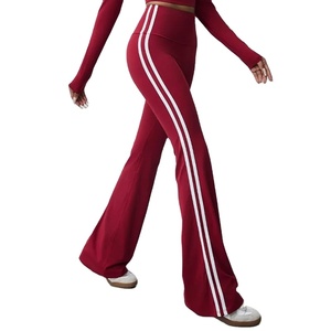 Leggings de Yoga de cintura alta para mujer, pantalones acampanados de fondo acampanado para deportes de Fitness al aire libre, Spandex sólido hecho a presión/Casual de nailon - Product Image 2