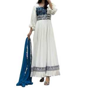 purple embroidered maxi dress Lalavon Flower Embroidered Maxi Dress Cream/ LG Blue / L main image 1
