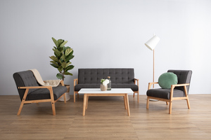 Mesa de Salón Económica de Estilo Moderno de Mediados de Siglo con Tapa de MDF Blanco y Patas de Madera Maciza para Salón - Product Image 3