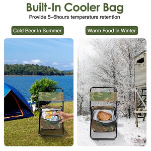 Sedia da Pesca Leggera e Portatile con Schienale Pieghevole e Borsa Termica Integrata per Campeggio ed Escursionismo - Product Image 3