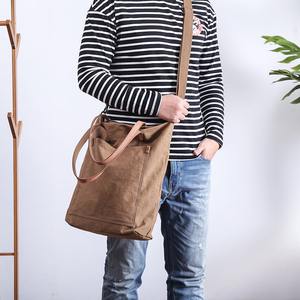 Sac fourre-tout en cuir et toile, durable, imperméable, avec broderie ouverte, sac à bandoulière, sac de voyage, sac de travail, sac de shopping, grande capacité, LCTB-0019 - Product Image 2