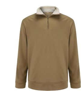 Sweat-shirt d'hiver pour homme, coupe ajustée, col montant, fermeture éclair quart de tour, 100% coton molletonné, imperméable - Product Image 3