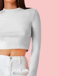 Polyester Casual Style Long Sleeve Ladies <b>Tshirt</b> Slim Fit Soft Printed Plain Solid Breathable Anti Pilling Summer Eco-Friendly - Product Image 2