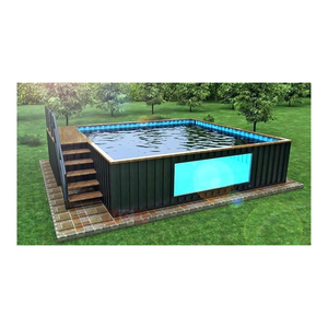 Piscine de luxe en conteneur de 20 pieds avec parois vitrées, piscine en conteneur de type « peau de poisson », piscines extérieures - Product Image 1