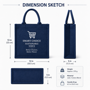 Bolsa de Compras Azul Marino de Tela No Tejida con Cierre de Cremallera, Asa Doble, Elección Inteligente, Impresión por Voz Sostenible - Product Image 2