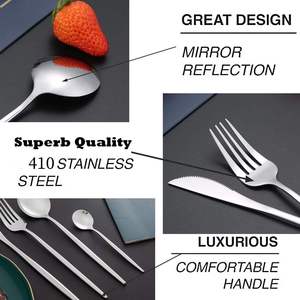 Stainless Steel <b>Flatware</b> Set High Mirror Polish Minimalist Design Rust Resistant Tableware for Wedding Occasions - Product Image 4