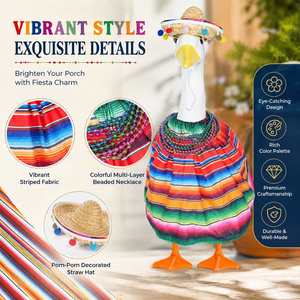 Wholesale Porch Goose Costume Mexican Fiesta <b>Dress</b> Sombrero Bead Necklace Garden Statue Decoration - Product Image 3