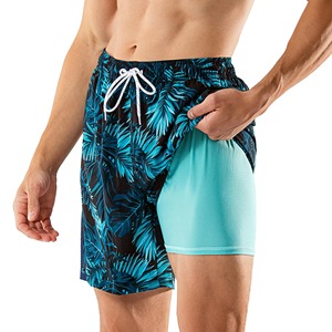 Custom Two Layer Polyester Swim <b>Trunks</b> <b>Men</b> Elastic Waist Quick Dry Beach Shorts Mesh Lining Solid Casual Summer Swimming - Product Image 6