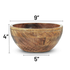 Grand Bol en Bois Écologique Style Américain Grande Capacité pour Servir les Repas en Famille, les Collations de Fête, le Popcorn, les Fruits et les Aliments Secs Aaliyan - Product Image 3