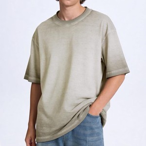 2026 Harry Johnson Production <b>Men's</b> Oversized Acid Wash <b>Longline</b> Short Sleeve <b>T</b> <b>Shirt</b> O Neck Solid Vintage Street Tee OEM ODM - Product Image 4