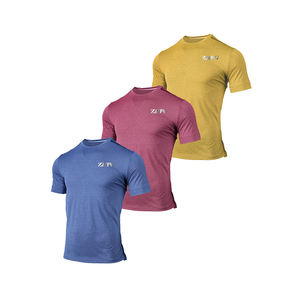 T-shirt de course 5K pour homme à manches courtes, col roulé, en coton tricoté, avec imprimé lettre sur le devant, coupe classique, respirant et séchage rapide - Product Image 2