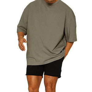 T-shirt décontracté pour homme à col rond ultra doux, coupe oversize, épaules tombantes, en coton lourd 100% respirant, avec impression de logo personnalisé - Product Image 2