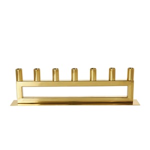 Luxury Polished Gold Stainless Steel Tabletop <b>Candle</b> Stand For Dining Decor Elegant Linear Gold Metal Taper <b>Candle</b> Holder - Product Image 3