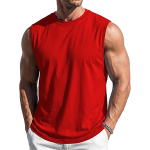 Camiseta sin mangas 100% algodón para hombre, chaleco básico transpirable, camiseta de fitness de verano, venta al por mayor OEM - Product Image 5