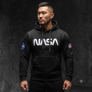 Sweat à capuche homme en molleton biologique français à manches régulières avec poche kangourou - Noir, imprimé sérigraphié, broderie 3D, design doublé, tailles personnalisées - Product Image 1