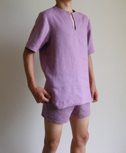 เสื้อเชิ้ตผ้าฝ้ายแขนสั้นสำหรับผู้ชายขายส่ง – สีชมพูหม่น ชุดลำลองสำหรับพักผ่อนและเที่ยวชายหาด - Product Image 2