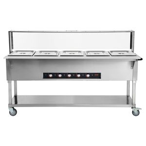 Scaldavivande Elettrico Professionale a 5 Vasche (5 x 20.6QT) da 3750W per Buffet e Catering - Attrezzatura per Mantenimento Calore - Product Image 1