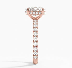 Bague de fiançailles ovale solitaire avec bande pavée de diamants pour femme, diamants de laboratoire - Product Image 3
