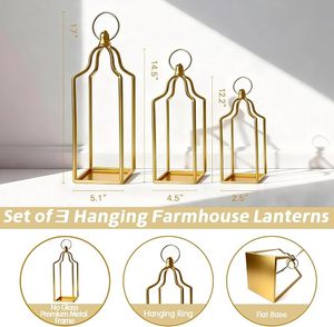 Lanterne en fer vintage, porte-bougie suspendu, lumière décorative pour l'intérieur, l'extérieur, la maison, le jardin, la terrasse, le restaurant, les mariages, les fêtes - Product Image 3