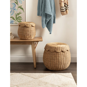 Panier de rangement en rotin avec couvercle, tissé à la main, rond, organisateur, panier à linge et à jouets en osier naturel, durable, vente en gros, fournisseurs B2B - Product Image 3