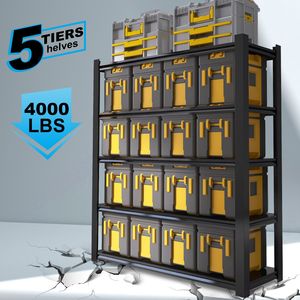 Estantes de carga de alta capacidad de metal negro de 72,05 pulgadas con 5 divisores extraíbles para garajes, cocinas y oficinas - Product Image 5