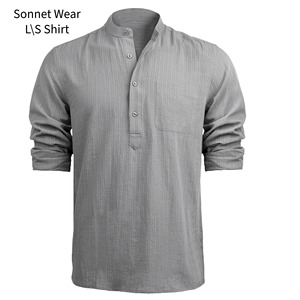 เสื้อเชิ้ตแขนยาวคอวีลำลองสำหรับบุรุษ - Product Image 4