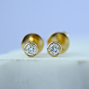 18k Solid Yellow Gold Pave Diamond Disc Earring <b>Studs</b> Wholesale Gold Diamond <b>Stud</b> Earrings Jewelry Supplier - Product Image 3
