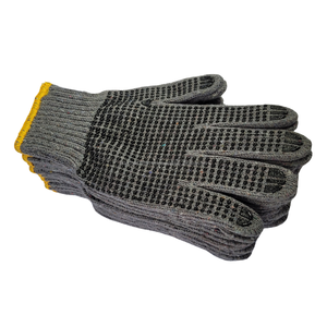 Gants de travail en tricot gris avec points antidérapants noirs, texture intégrale en coton, poignet en tricot, gants de sécurité polyvalents - Product Image 2