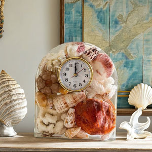 Horloge de bureau en résine coquillage Luminova à motif circulaire avec affichage à aiguille et carillon horaire - Product Image 2