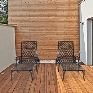 Lettino Prendisole da Giardino in Alluminio Pressofuso con Schienale Regolabile 193*64.5*93cm, Finitura Bronzo - Product Image 6
