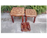 Taburete Tradicional Ecológico de Madera de Sheesham/Mango/Teca, Mueble Duradero y Elegante para Sala de Estar, Hogar, Apartamento, Dormitorio, Escuela