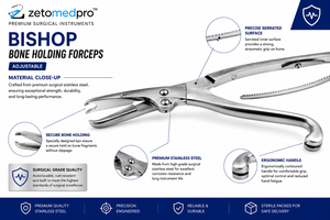 Pinces à os ZETOMEDPRO BISHOP, longueur réglable 23 cm, certifiées CE, ensemble d'instruments chirurgicaux orthopédiques - Product Image 4