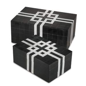Caja de Resina con Diseño Geométrico Incrustado, Estilo Moderno, Hecha a Mano, con Cierre Magnético, Cuadrada, Craftera Exports - Product Image 1