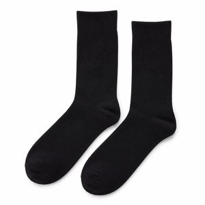 Calcetines Negros Lisos de Algodón Peinado, Calcetines Deportivos Casuales de Punto, Logotipo Personalizado, Uso Diario - Product Image 1