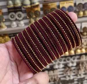 Traditional Style Velvet <b>Bangle</b> Set for Ladies New Fashionable Handmade Jewelry Velvet Glass Churiya for Women - Product Image 3