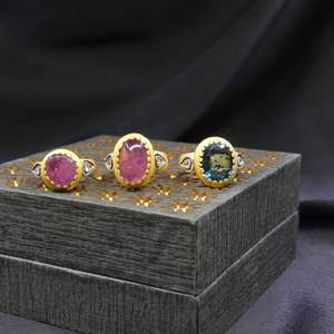 Rubí, Turmalina, Diamante, Gema, Color Clásico, Tradicional, Última Moda, Regalo de Compromiso, Boda, Fiesta, Chapado en Oro, Plata de Ley - Product Image 4