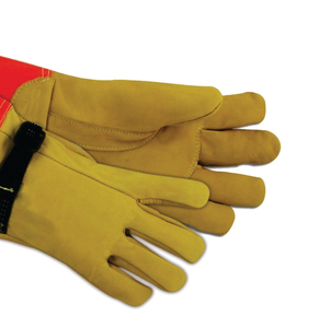 Heat Resistant Suede Breathable Safety Gloves Adjustable Wristband Red Cuff 12INCH Length Anti-Heat Anti-Cut Work Protection - Product Image 2