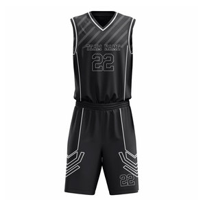 Ensemble Maillot et Short de Basketball Personnalisé Sublimé – Col en V, Sans Manches, Anti-Transpiration, Polyester, Unisexe Adulte – 22 Noms d'Équipes - Product Image 3