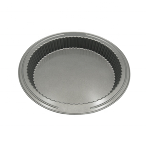 Moule à tarte rond de 26 cm, en acier épais avec une large poignée. Revêtement antiadhésif de qualité supérieure, idéal pour la pâtisserie maison - Product Image 1