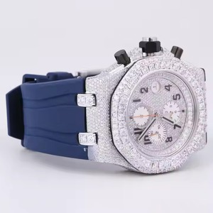 Reloj Moissanite para hombre más vendido, reloj de diamantes de lujo en negrita, completamente helado con AP para eventos de reloj Hip Hop disponibles al mejor precio - Product Image 1