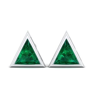 REYES Pendientes de Plata de Ley 925 con Moissanita, Diseño de Moda, Oro Blanco de 14K, Esmeralda, Joyería Hecha a Mano, Regalos para Mujer - Product Image 2